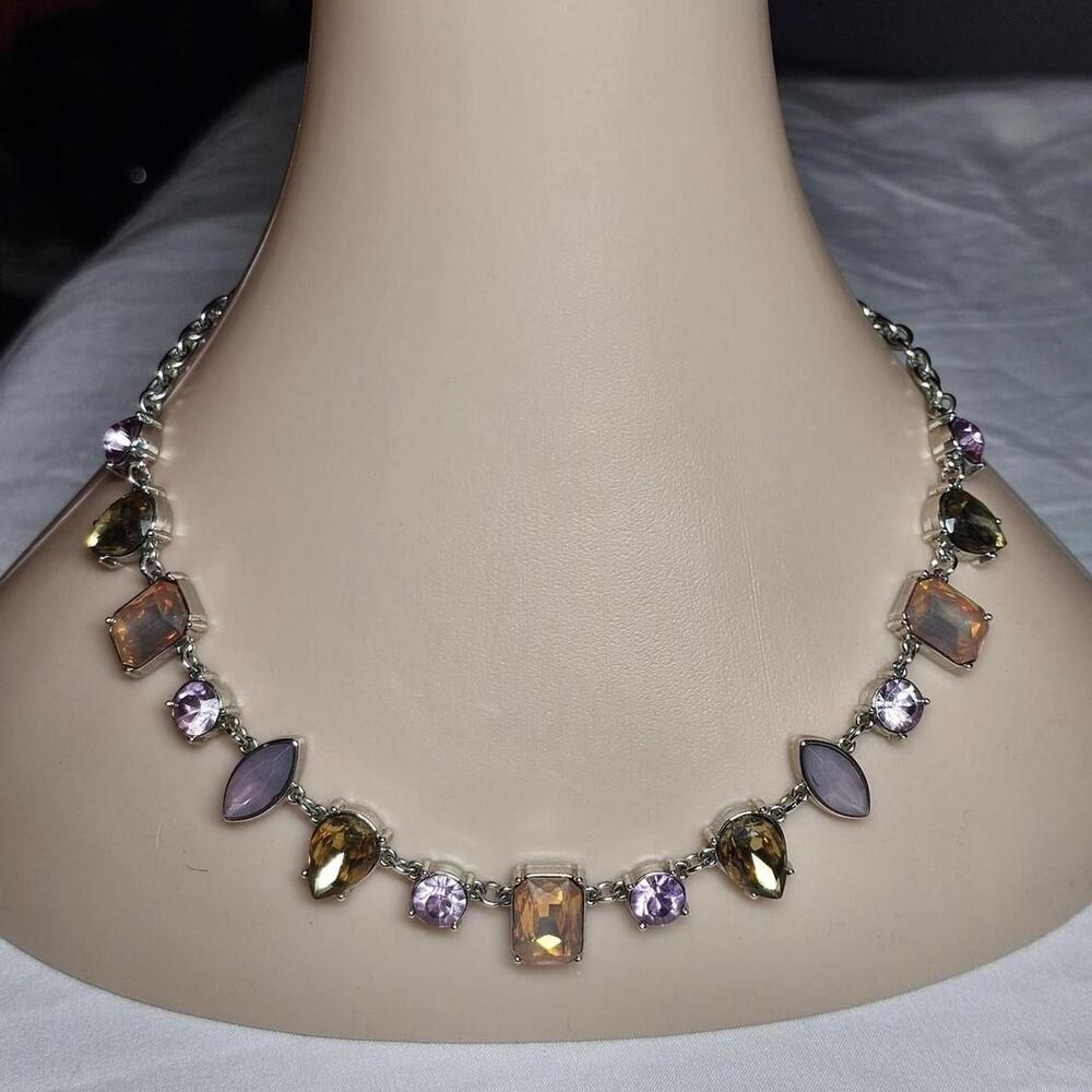 vintage y2k multicolor stone faux gem necklace